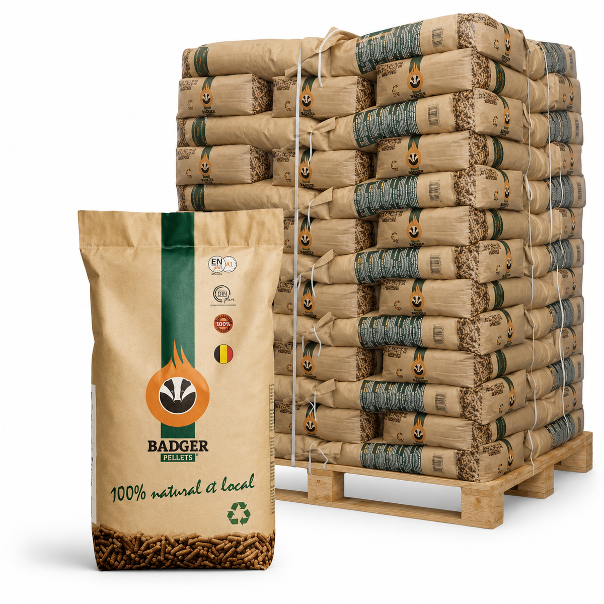 BADGER Holzpellets – palette de 65 sacs de 15kg